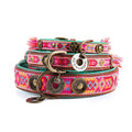 Boho Rosa Leder-Hundehalsband