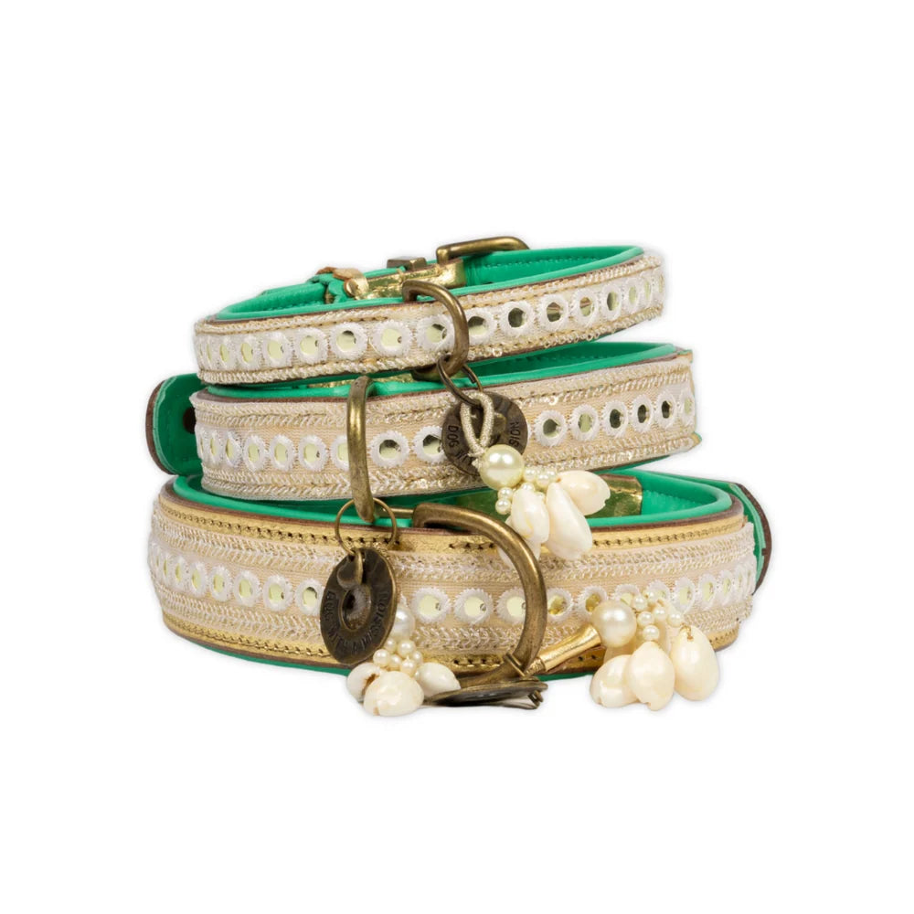 Love Story Hundehalsband, Gold mit Spitze